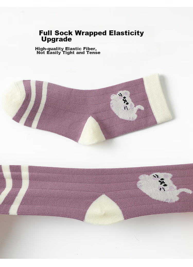 MiiOW Children's Socks for Girls, Mid to Big Kids Cotton Socks, Student Baby Autumn And Winter Comfortable Breathable Versatile Casual Mid-Calf Socks 10