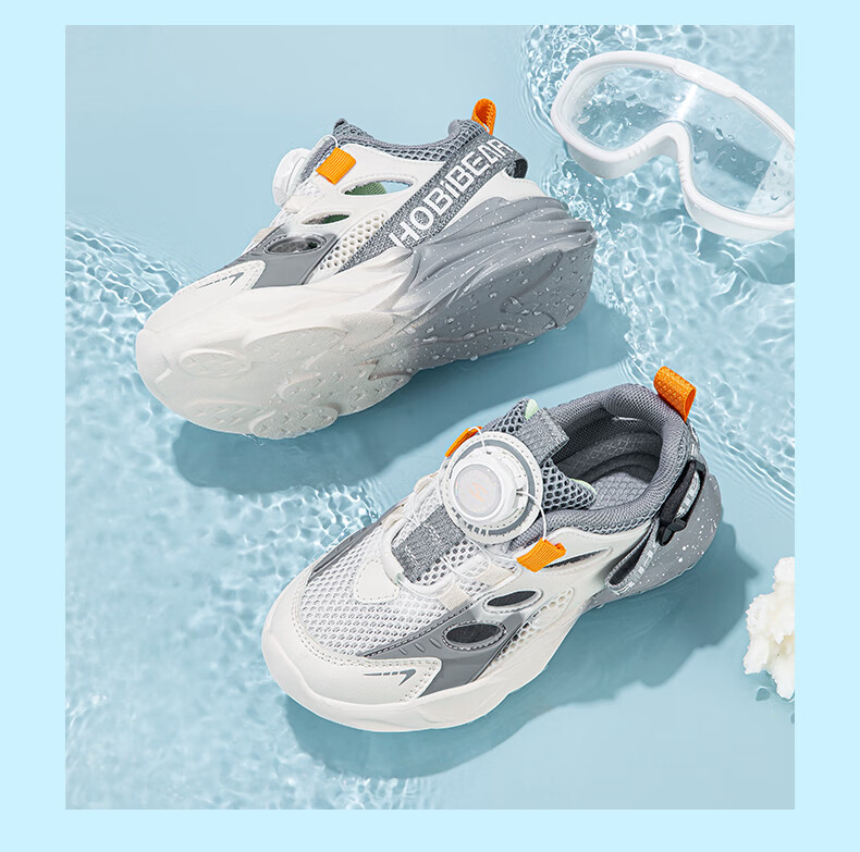 HOBIBEAR Girls' Shoes Summer Children's Sandals Boys' Rotating Buckle Beach Sports Sandals JD79U81 Blue-Gray Size 28 10