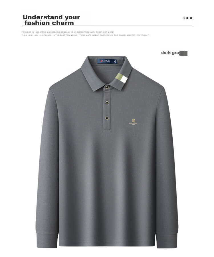 MONTAGUT [Stylish And Structured with Contrasting Collar] Autumn Simple Casual Long-Sleeve Men's Polo Shirt JG Dark Gray M 9