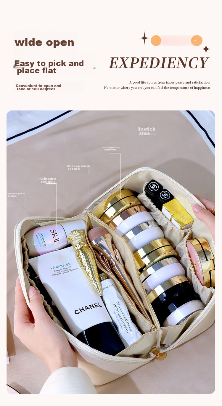 BAHAINIAO Multifunctional Portable Cosmetic Bag, Large Capacity Handheld Travel Makeup Organizer for Women, Stylish Toiletry Bag 5