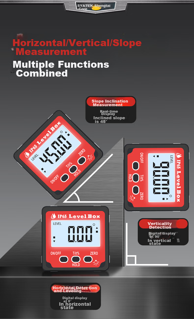 SYNTEK Mini Angle Measuring Instrument, Compact Digital Inclinometer, Electronic Slope Meter with Magnet, High-Precision Leveling Gauge 3