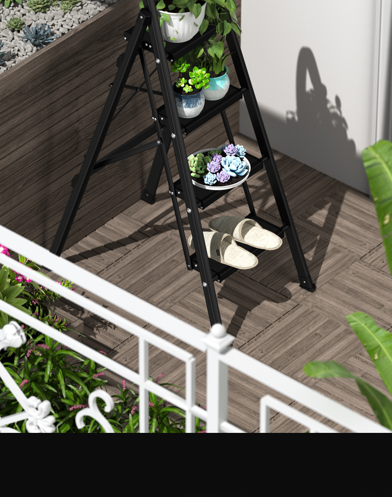Midoli Aluminum Alloy Folding Ladder, Household A-Frame Ladder with Non-Slip Steps, Engineering Aluminum Ladder [Thickened Four-Step Ladder] 11
