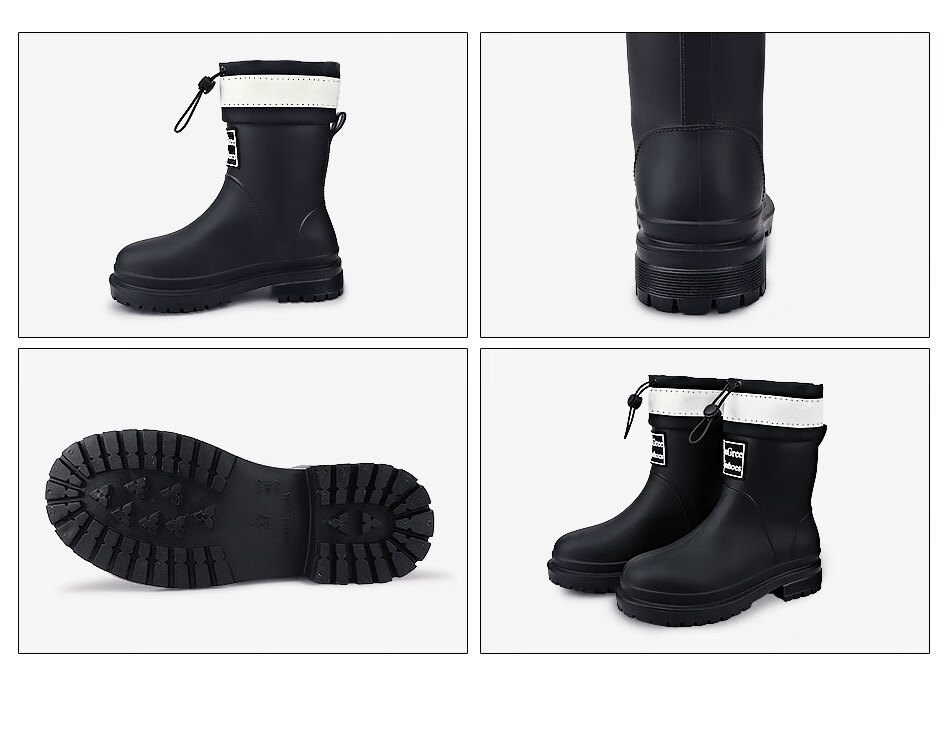 SooGree Mid-Calf Rain Boots for Women, Non-Slip Waterproof Wear-Resistant Thick-Soled Rubber Shoes for Outdoor Activities, Fishing, Food Delivery, Kitchen Work 3