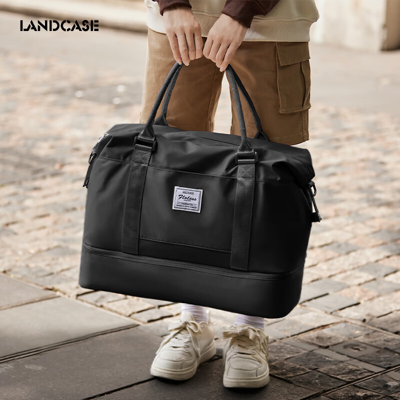 Landcase Handheld Travel Bag for Women, Large Capacity Sports Fitness Bag, Wet And Dry Separation Maternity Bag, Luggage Bag for Men, 4058 Black