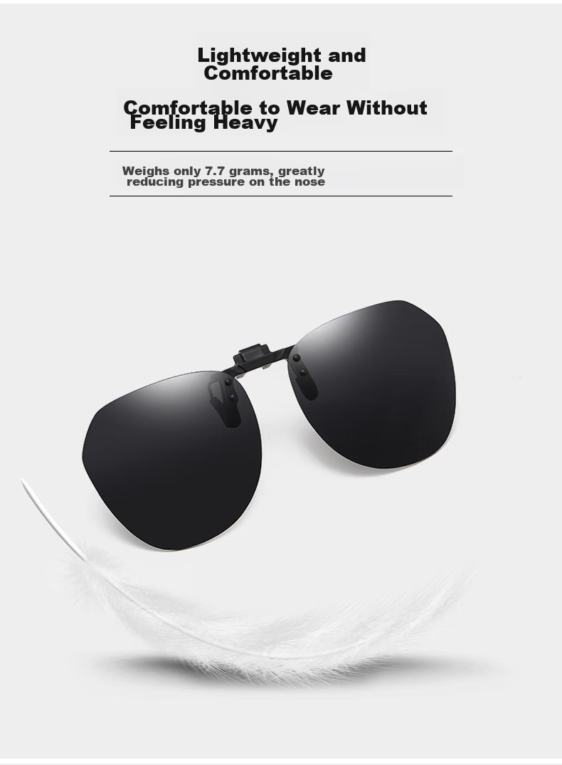Angelamiao Sunglasses Clip for Men, Ultra-Light Driving UV Protection Polarized Clip-On Sunglasses for Women, Can Be Used with Prescription Glasses 7