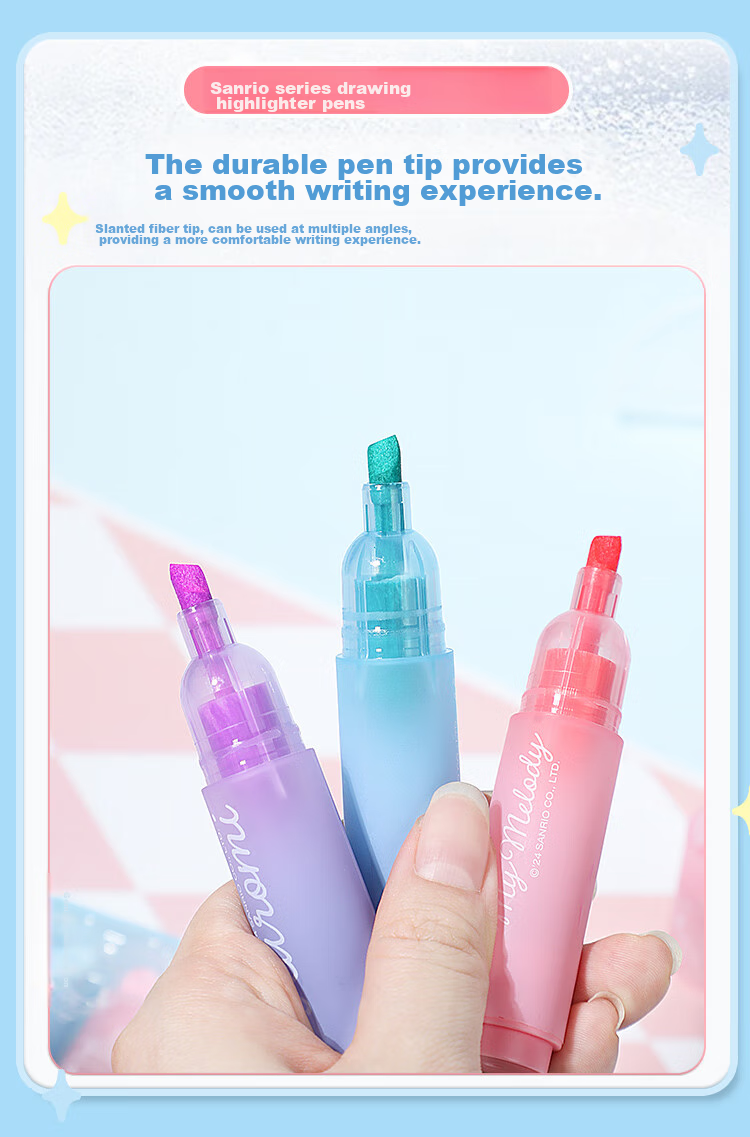 GuangBo & Sanrio Highlighters, Exam Review Marking Pens, Colorful Highlighters for Memorization, Office Markers, Journal Pens KT82196 8