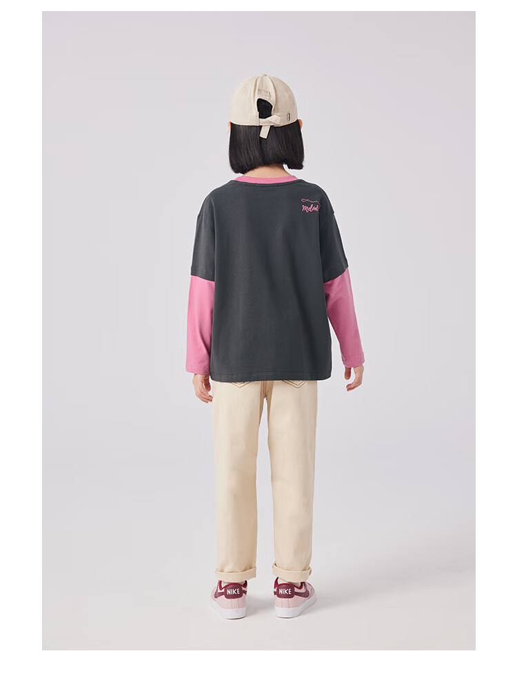 QQ DUCK Children's Clothing Girls' Long-Sleeve T-Shirt Undershirt Youth Wear Music Party White; 130 23