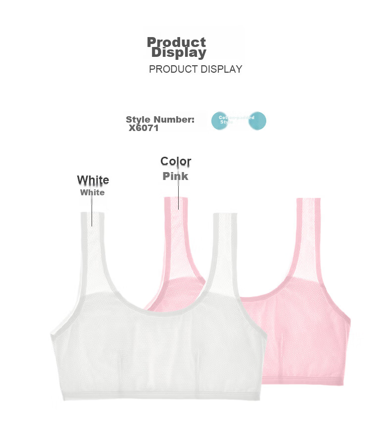 Ailier&ouluola, 2 Pieces of Elementary And Middle School Students' Running Sports Vest Underwear, Mesh Thin Fabric, for Young Girls And Teenagers, Bra, 75A6071 14