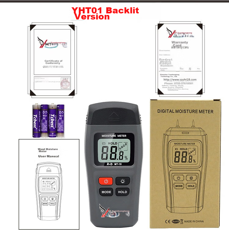 YHT Color Screen Sensor Moisture Meter MT28C for Furniture, Wood, Floor, Wall Moisture Content And Humidity Testing Instrument 22