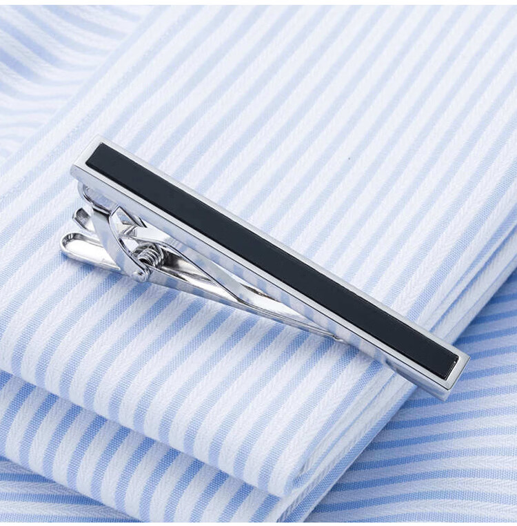 GLO-STORY Necktie Clip for Men, Formal Necktie Clip, Fashionable Minimalist Business Necktie Clip Gift Box Set MLJ934062 Silver A 22