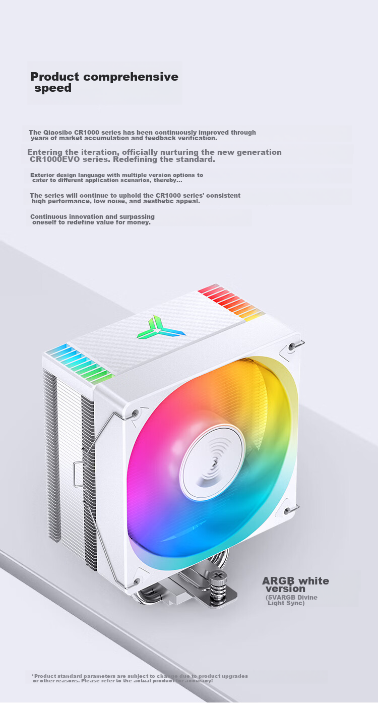JONSBO CR-1000EVO ARGB Edition White Model CPU Air Cooler (Nickel-Plated 4 Heat Pipes/ARGB Sync/PWM Fan/Multi-Platform/Thermal Paste Included) 5