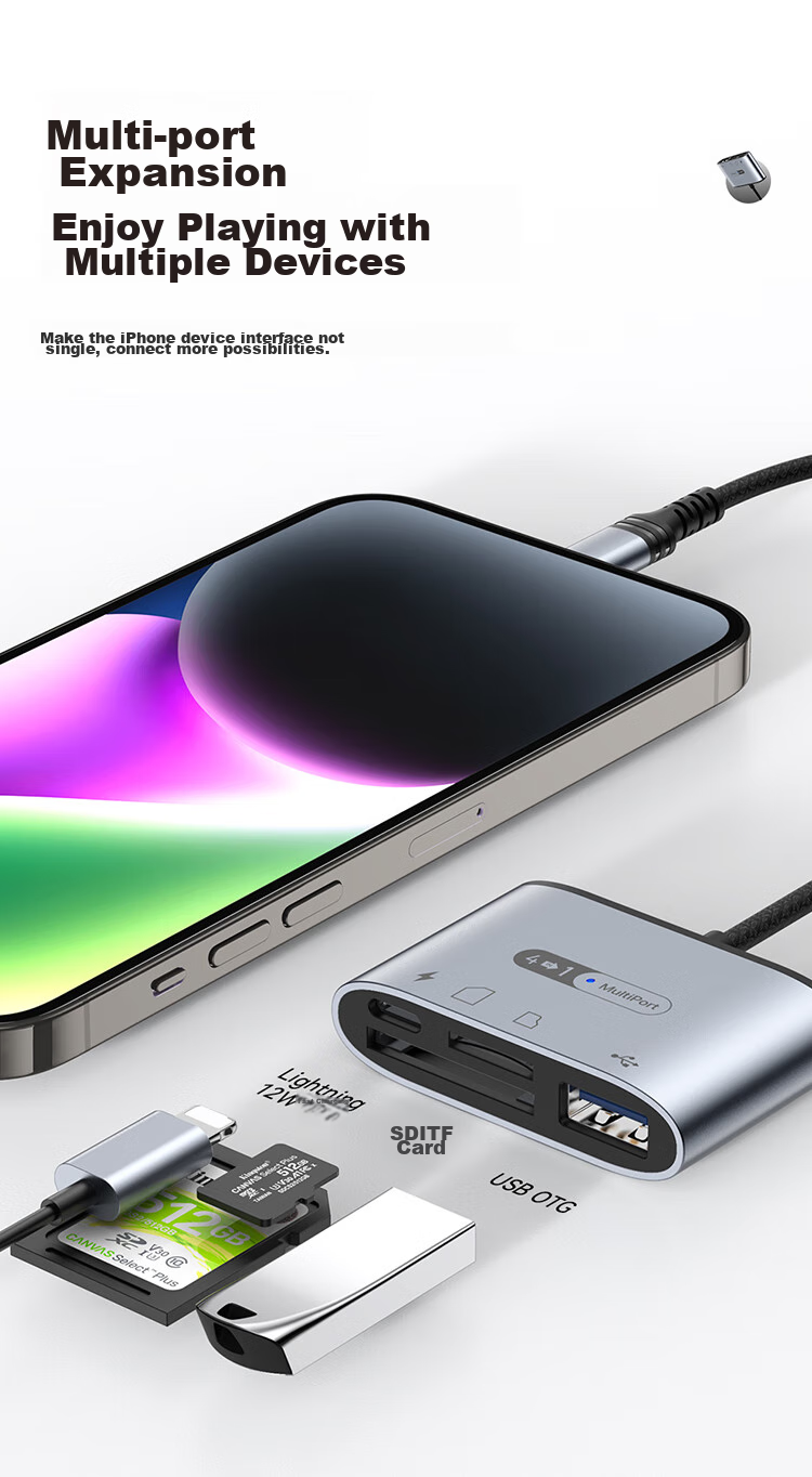 DOOSEYUON Apple OTG Adapter Aluminum Alloy Minimalist Style Lightning to USB Converter External Drive Compatible with Mechanical Hard Drives Or SSDs for IPhone IPad Tablets Universal Plug And Play 5