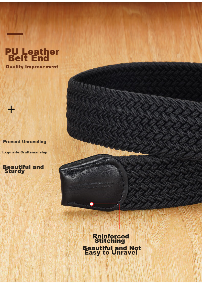 Huili Canvas Belt for Men And Women, No-Drill Tactical Elastic Woven Belt, Versatile Loose-Fit Trouser Belt 5