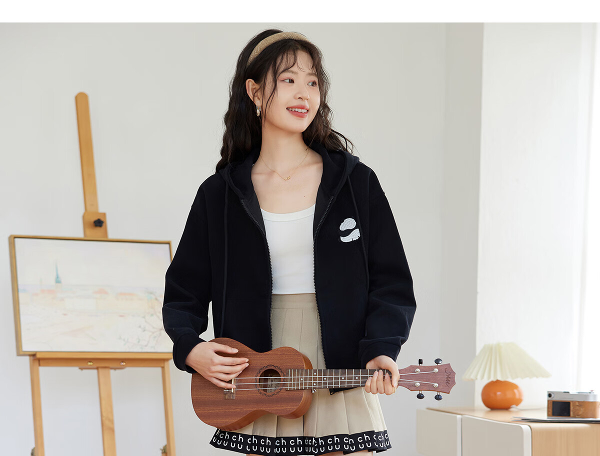 Halo Queen Hoodie Jacket for Women, Spring And Autumn, with Hood And Zipper Pockets, Loose-Fitting Fashion Casual Outerwear, New Product H143W1010 25