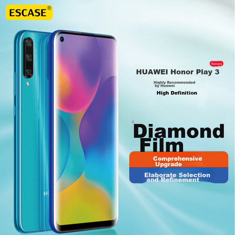 ESCASE Honor Play3/4T Tempered Glass Screen Protector, Huawei Enjoy10 Tempered Glass Film, Full HD High Protection Screen Protector, High Definitio