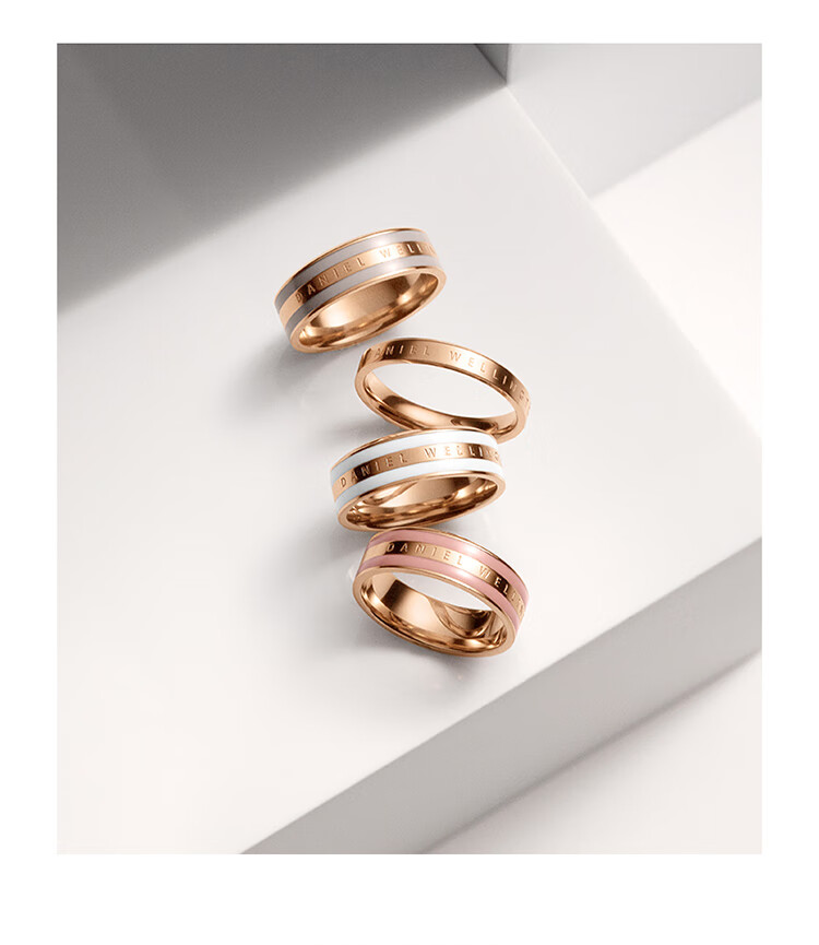 DanielWellington DW Ceramic White Rose Gold Ring for Women, Size 48 Couple Rings DW039 Birthday Gift for Girls 3