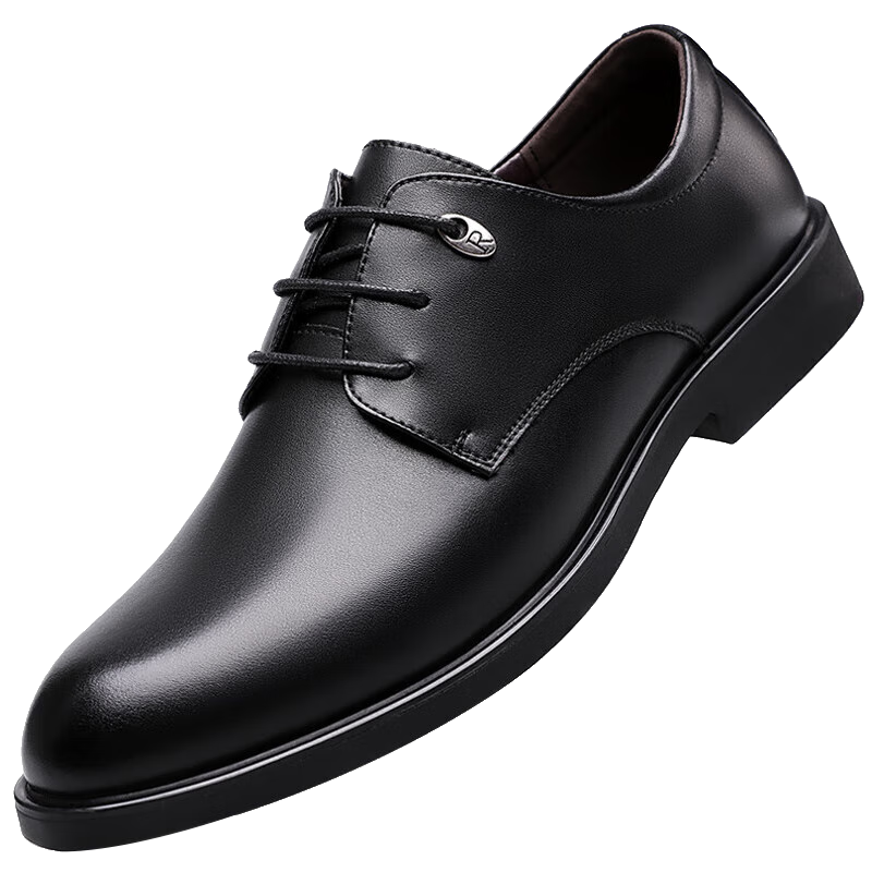Poitulas Men's Leather Shoes, British Style Lace-Up Business Casual Formal Shoes, Lightweight Derby Work Shoes for Men, 5522 Black, Size 43
