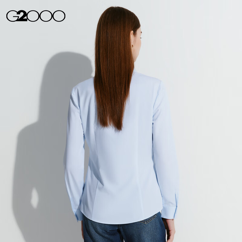 G2000 [Delivery Bow] Autumn And Winter Mall-Matching Comfortable Draping Formal Long-Sleeve Shirt, Light Blue, Size 36