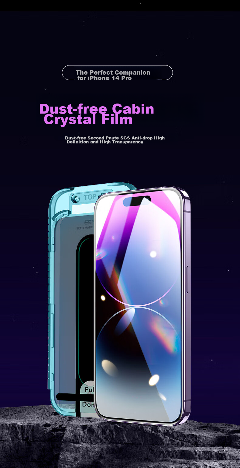 ESR [2 Pieces] Tempered Glass Screen Protector for Apple IPhone 14 Pro, High-Definition Anti-Fingerprint Full Coverage Screen Protector with Dust-Free Installation And No Case Interference 2
