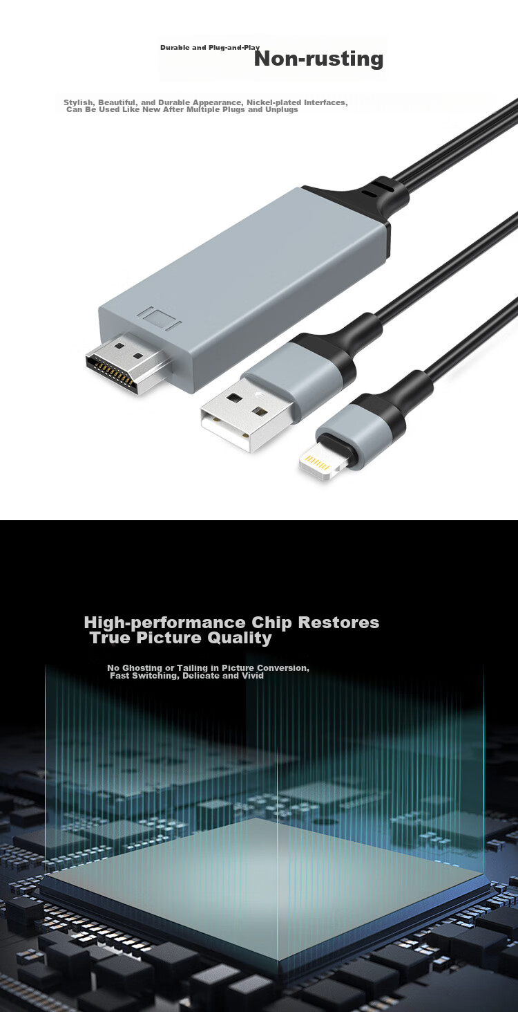 LinkStone Wired Screen Mirroring Adapter, Apple Lightning to Android Type-C to HDMI Screen Mirroring Cable, 3-In High-Definition Conversion Cable for Phone to TV And Monitor Display 7