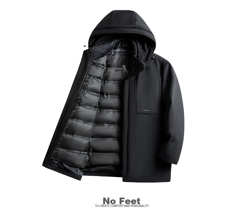 SHANSHAN Detachable Inner Lining Three-In down Jacket for Men, Goose Down Mid-Length Thick Warm Dad Coat Outerwear Men's 2XL 33