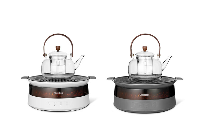 GLASSLOCK Tea Brewing Set with Simulated Charcoal Fire, All-Glass No Glue Health Tea Pot, Constant Temperature Tea Maker with Electric Ceramic Stove Heater, New Year's Gift 30
