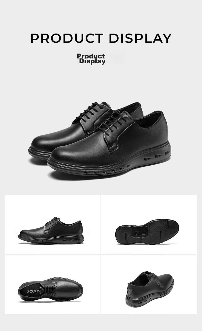 ECCO Derby Shoes, Cowhide Height-Increasing Casual Formal Leather Shoes, Hybrid Waterproof Series 524704, Cocoa Brown, Size 45 HL 10