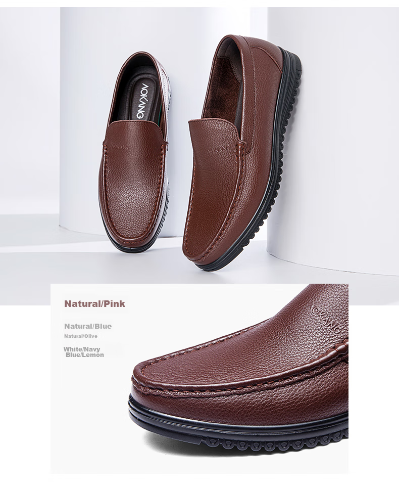 Aokang Business Formal Shoes Slip-On Simple Leather Shoes Comfortable Low-Top Shoes Black Size 38 5