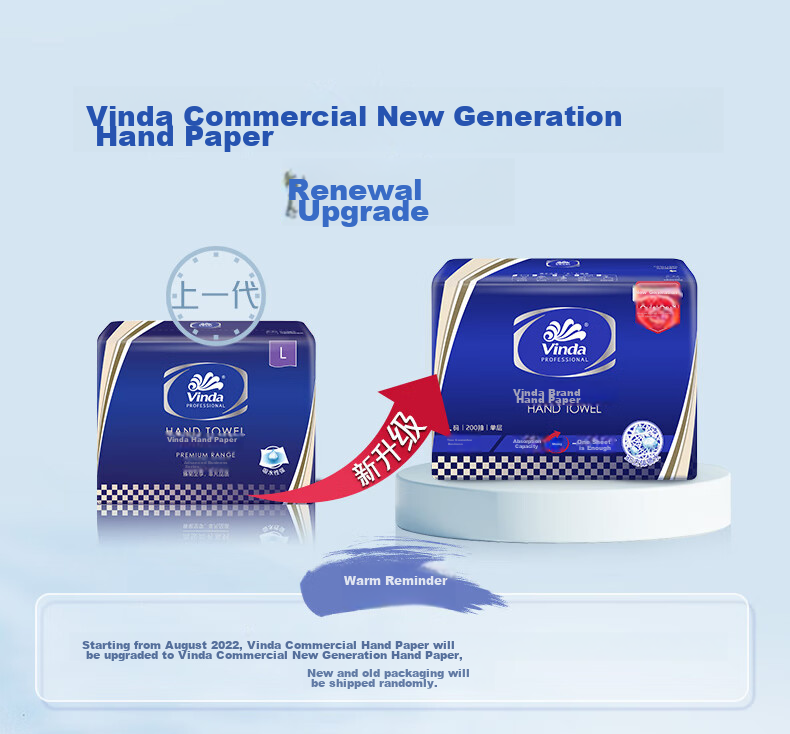 Vinda Hand Towel Paper, 1-Ply, 200 Sheets * 20 Packs, Commercial Use, Kitchen Dry Hand Paper, Absorbent, VS2156 New 3