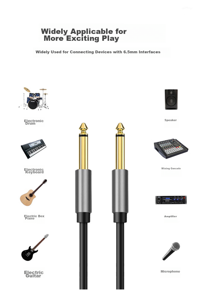 Beishanque 6.5mm Audio Cable, 3 Meters, 6.35 Large Two-Core Male to Male Connection Cable, Recording Cable, Speaker Amplifier Electronic Keyboard Drum Mixing Console Adapter Cable, BSQ-K208 9