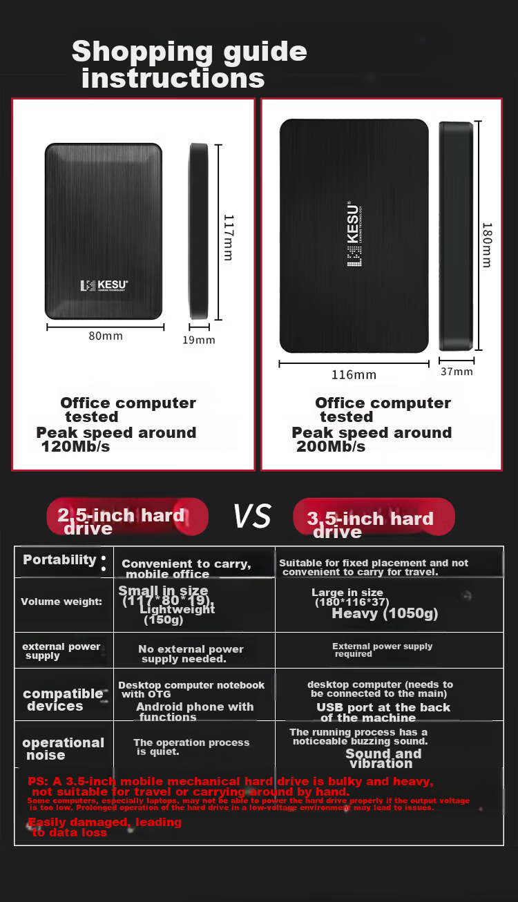 KESU 3TB 3.5-inch Desktop External Hard Drive High-Speed Type-C 3.1 Large Capacity Mechanical Hard Drive for Office and Home Storage 1