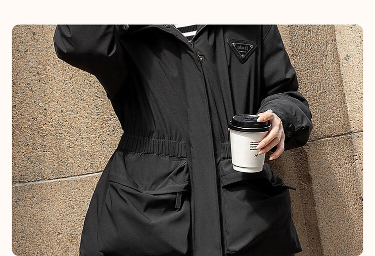 Dme [Black Technology Triple-Protection Battle Robe] Winter Outdoor Lightweight Sports Cotton Jacket with Hood, Elastic Waistband, Color-Block Women's Cotton Coat 4