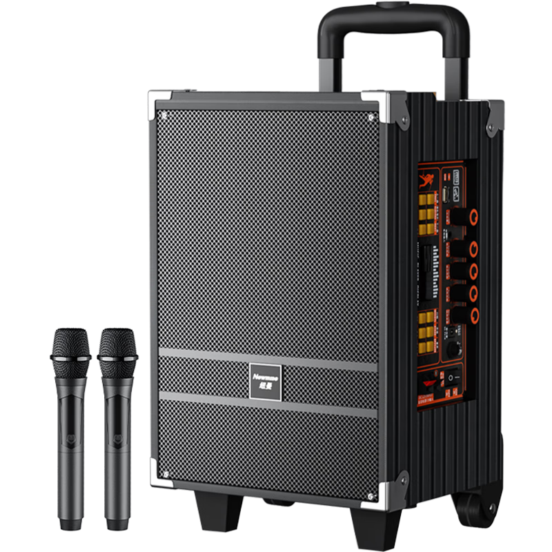 Newmine N518 8-Inch High-Power Subwoofer Portable Bluetooth Speaker with Dual Microphones And Amplifier for Outdoor Square Dancing, Karaoke, And Home Use, with Trolley Handle