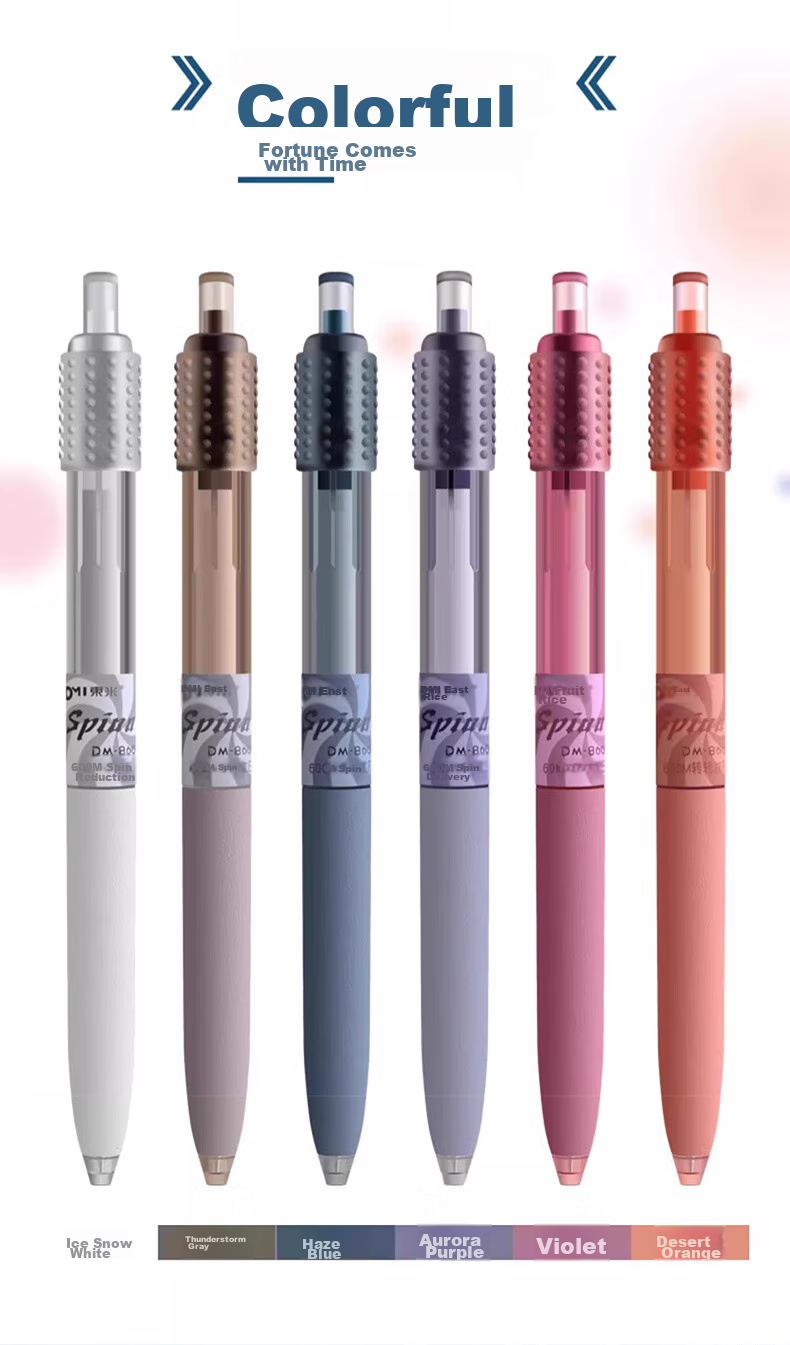 Dongmi Gel Pen, Rotating Pen with Reduced Pressure, 0.5mm CS Tip, Stylish Black, for Students' Exams And Research, "Good Luck" Dongmi 860, 2-Pack, Smog Blue 9
