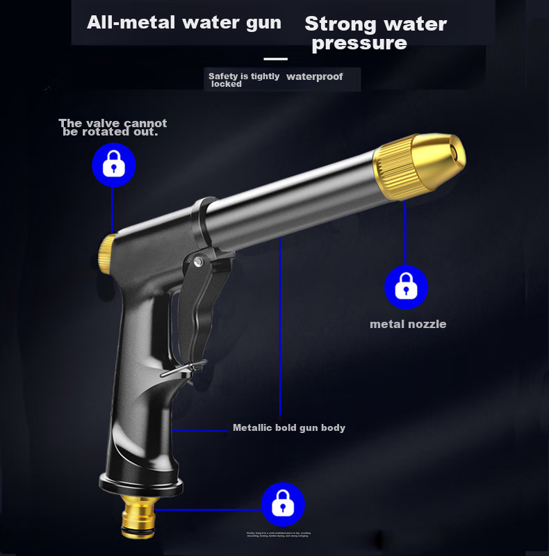 Yueye High-Pressure Car Wash Water Gun Spray Gun for Home Use, Watering Plants, Connecting to Tap Water, Car Cleaning Tool, Washing Nozzle, Alloy 9