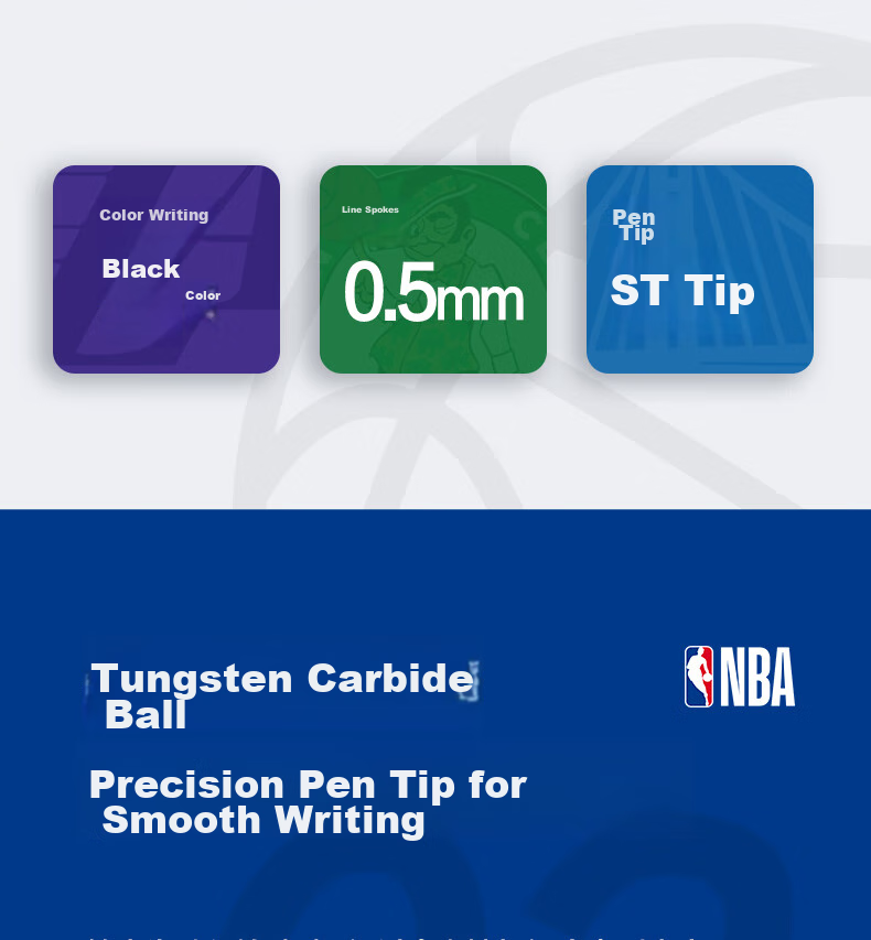 Deli [Best-Selling Product] NBA Quick-Drying Retractable Student Gel Pen, 0.5mm ST Tip, Black, 12 Pcs, SA292 8
