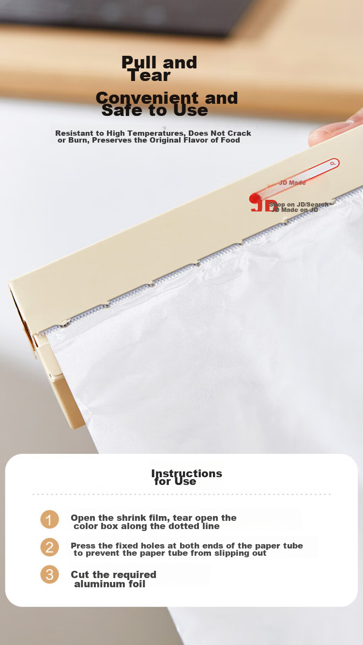 JD Original Aluminum Foil for Oven And Air Fryer, Thickened Aluminum Foil Roll for Barbecue, Camping, Baking [20 Meters × 30cm] 6