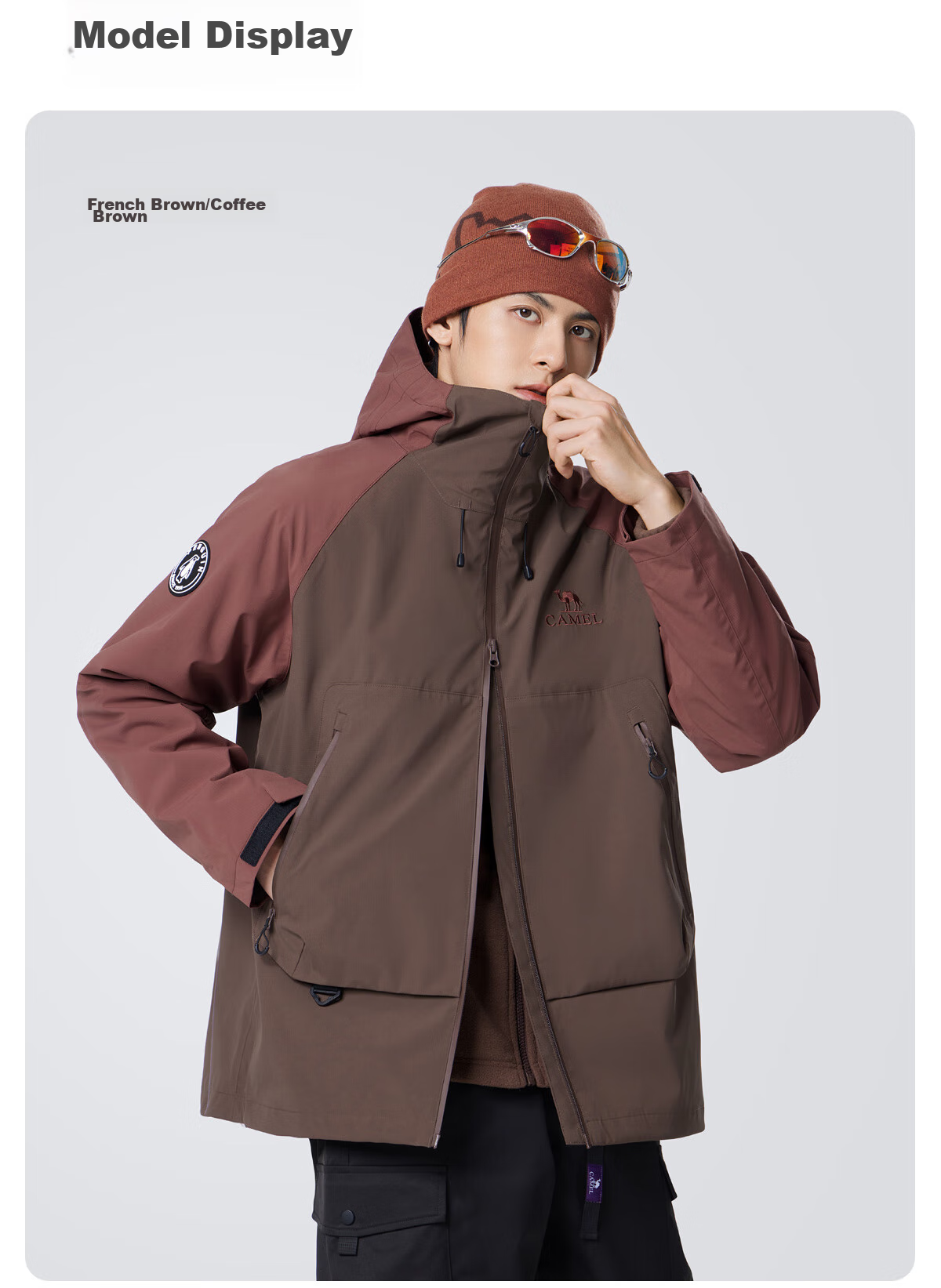 CAMEL Men's Outdoor Jacket, Three-In Windproof And Waterproof Coat, Hiking Wear, Outerwear for Men M34CA49650 28
