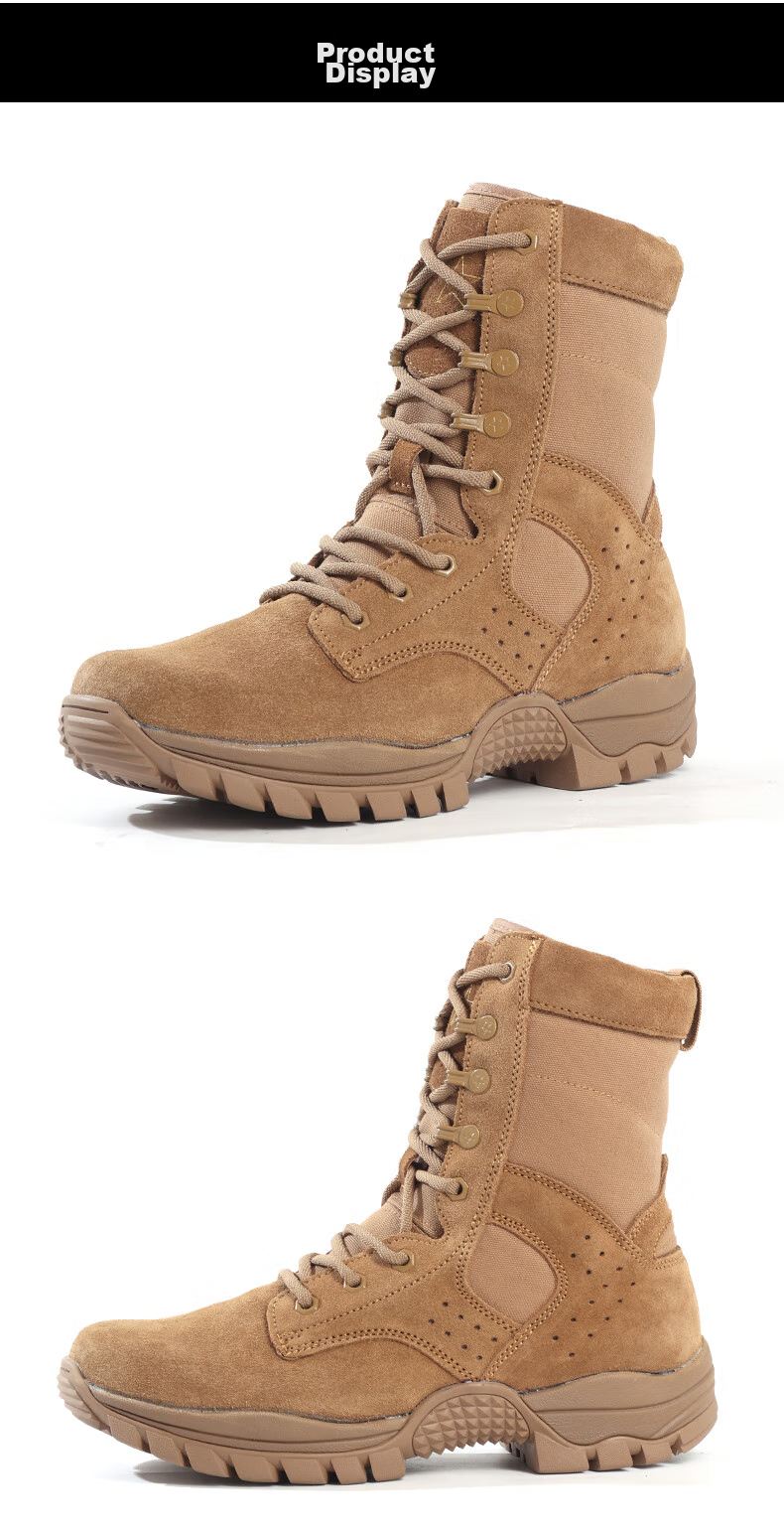 3514 New Brown Combat Boots for Men, High-Top Tactical Boots with Side Zipper, Military Enthusiast Outdoor Desert Boots, Brown, Size 42 12