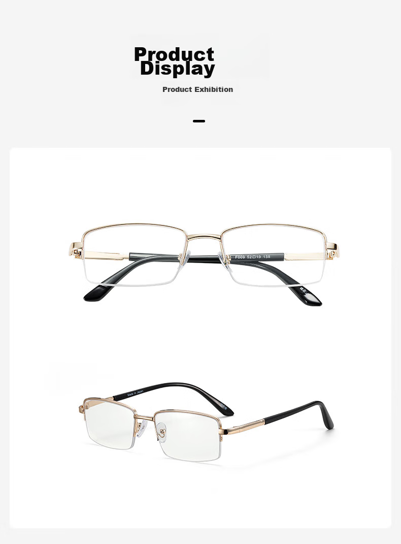 Jingpintang Reading Glasses, High-Definition Coated Semi-Rimless Metal Presbyopic Glasses for Men And Women, Sold by JD Flagship Store, Authentic Product, 100 Degrees 12