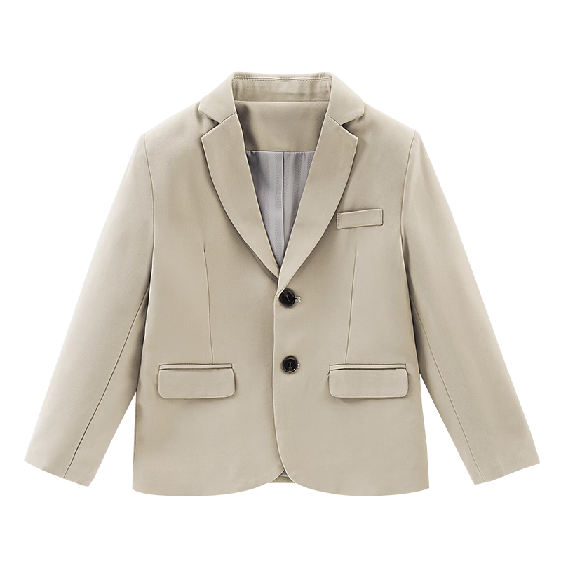Luomeng Boys' British Style Formal Suit Spring And Autumn Casual Blazer, Beige, Size 110