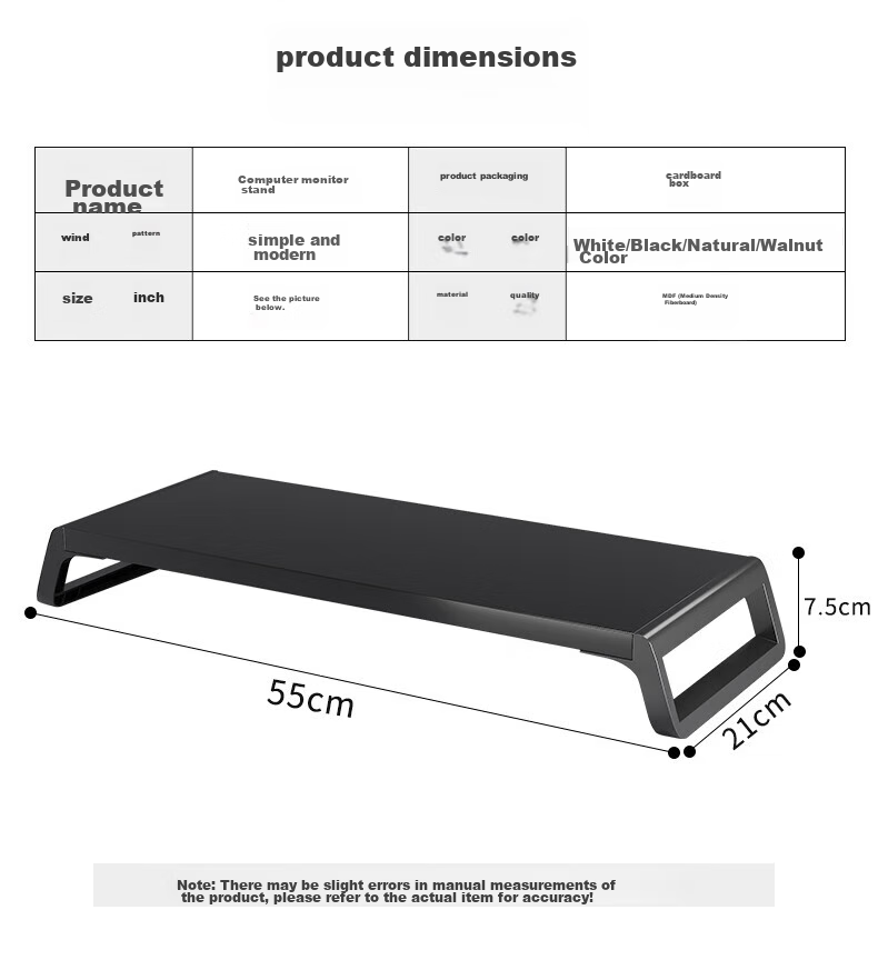 Shanshanmuyi Computer Monitor Riser Stand, Display Support Bracket, Height-Increasing Base, Desktop Organizer Shelf, Office Desk Storage Rack 15