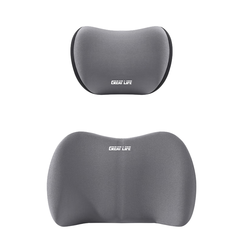 GREAT LIFE Car Headrest And Lumbar Support Set, Memory Foam Neck Pillow And Waist Cushion, Car Seat Back Support Pillow for Lower Back And Waist