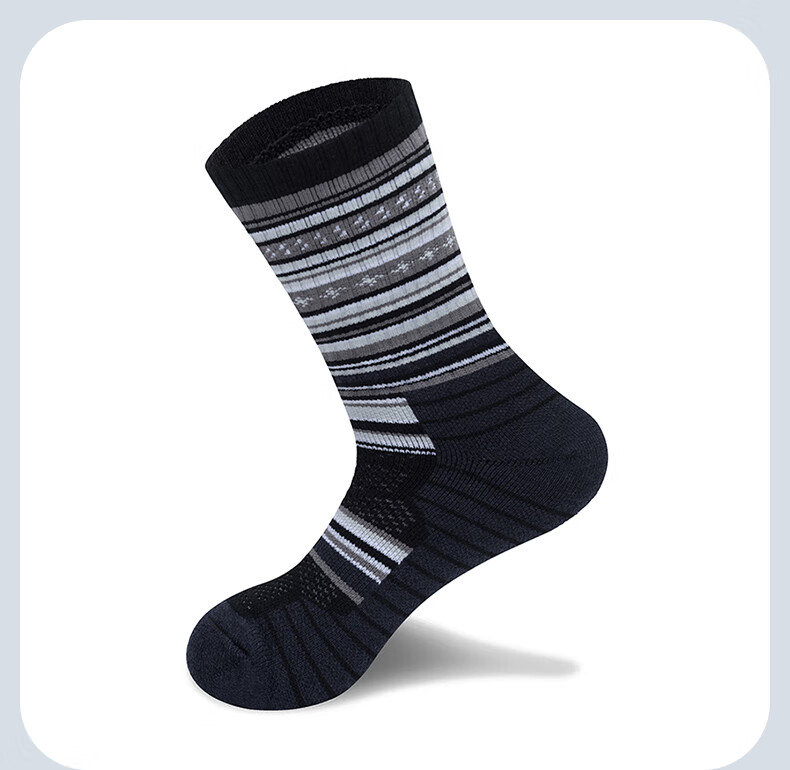 TFO Merino Outdoor Socks, Breathable Comfortable Sports Wool Socks for Hiking And Running, 2202487 Men's Black Style 7