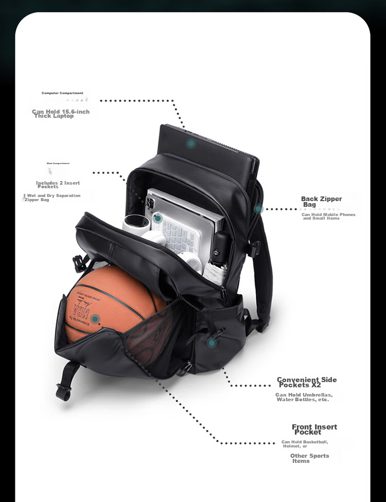 GOLF Backpack for Men, Basketball Bag, Helmet Bag, Motorcycle Bag, Student Schoolbag, Laptop Bag, Wet And Dry Separation Fitness Travel Bag 17