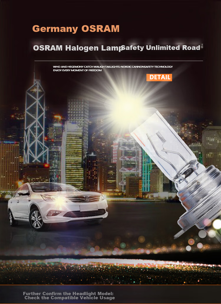 OSRAM 9006/HB4 Automotive Headlight Bulb, High And Low Beam, Halogen Lamp, Standard Type, 12V (Single Pack) 3
