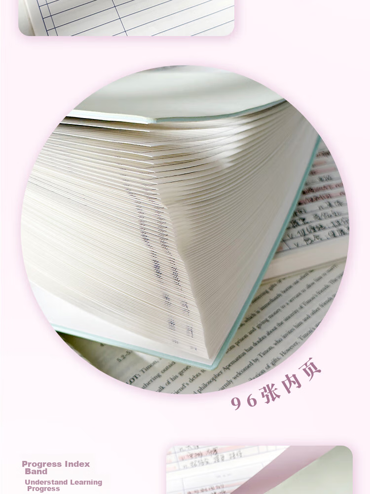Class 3 Grade 2 A7 70-Page Vocabulary Notebook Set of 4 English Recitation Notebooks Ebbinghaus Memory Curve Writable Pocket Notebooks for Exam, Korean, Japanese, Small Notebooks Set of 4 7