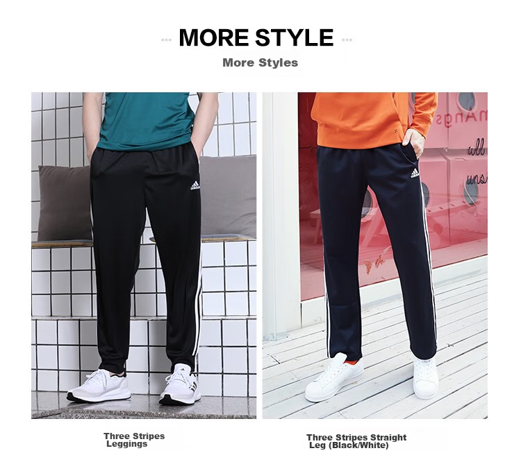 Adidas Men's Sports Pants, Cotton, Autumn Running, Outdoor, Loose Casual Trousers, Black And White, XS 2