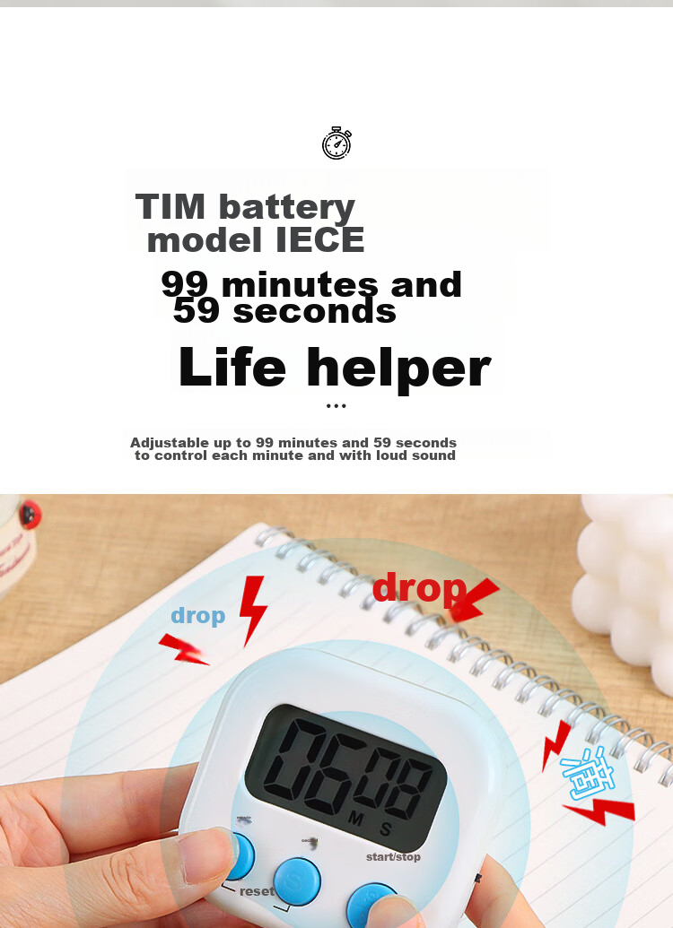TaTanice Electronic Timer, Kitchen Timer Alarm, Student Study Countdown Reminder, Learning-Specific Time Management Exam Stopwatch Alarm Clock 5