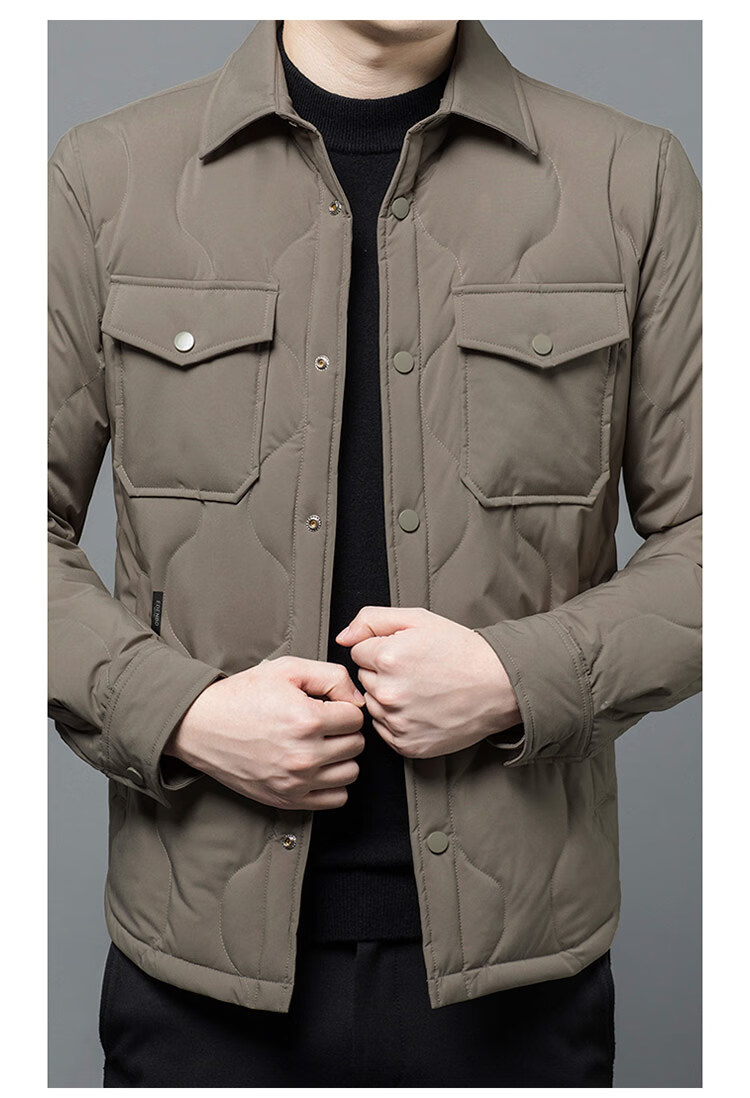 Edenbo Autumn Winter Men's Down Jacket Turn-down Collar Workwear Casual Warm Coat Dark Gray 1175/92A (L) 2